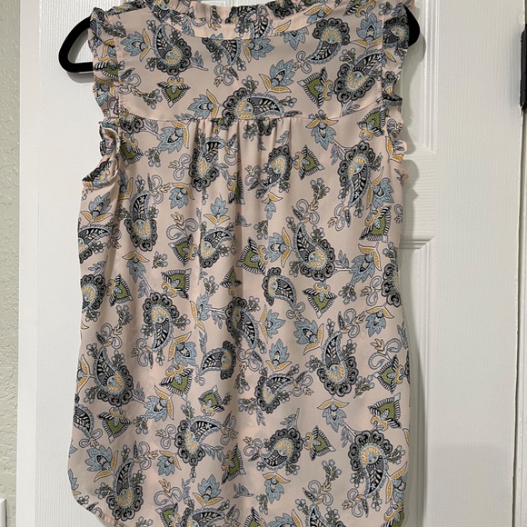 Loft - Floral Paisley Ruffle Henley Shell - Picture 5 of 5